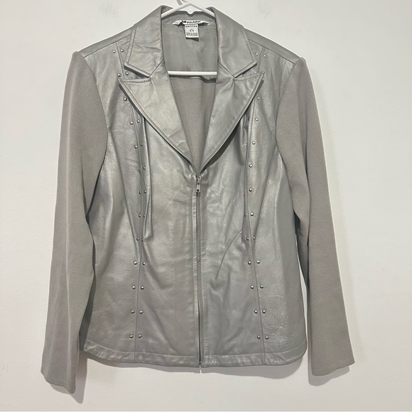 Vintage Nycard Collection Leather Jacket Sweater Size L Petite - Picture 1 of 5